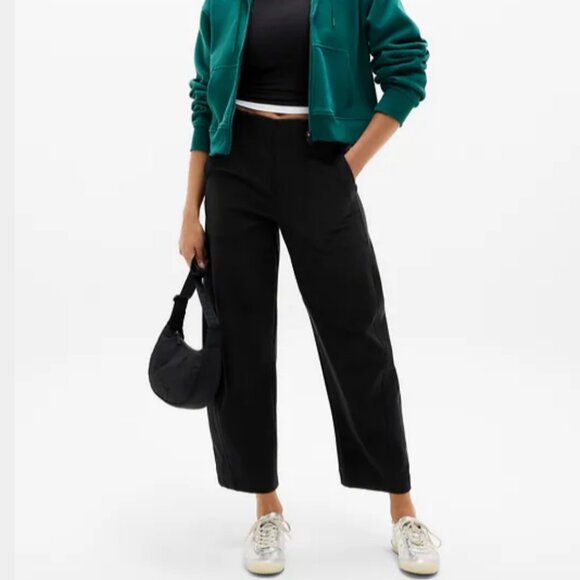 Athleta Skyline High Rise Barrel Leg Pant Black 2P casual twill pant office work - Picture 1 of 11